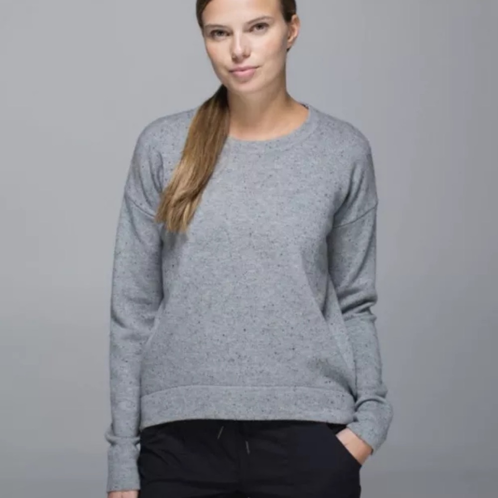 Lululemon Yogi Crew Sweater Speckled Gray Merino Wool size medium / large